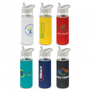 Drink Bottles Glass: Elixir Glass Bottle - Neoprene Sleeve
