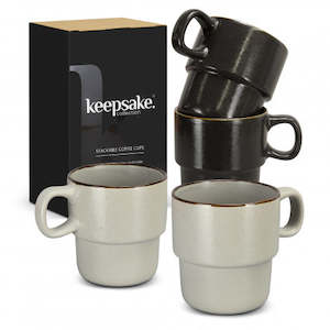Ceramic Mugs: Keepsake Stackable Coffee Cup - Set of 2