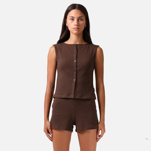 Rpm: RPM Button Up Tank - Chocolate