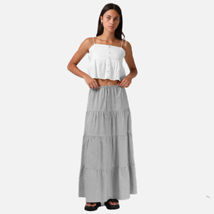 Rpm: RPM Ruby Maxi Skirt - Black White Pinstripe
