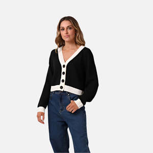 Rpm: RPM Cropped Cardigan - Black
