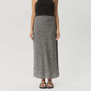 Afends Asta Base Seersucker Skirt - Steel Check