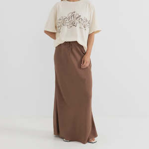 Rhythm: Rhythm Nadia Bias Cut Maxi Skirt - Chocolate