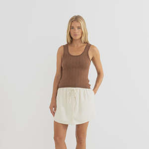 Rhythm Sunset Scoop Neck Knit Tank - Chocolate