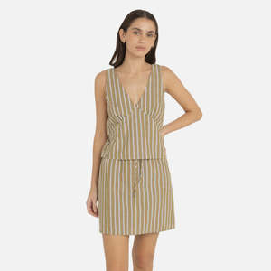 Rhythm: Rhythm Lenny Drawcord Skirt - Olive