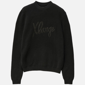 Mens Crews: Xlarge Script Waffle Knit Sweater - Black