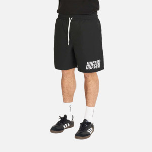 Mens Walkshorts: Huffer Staple Trunk Stacked - Black