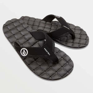 Mens Jandals Slides 1: Volcom Recliner Sandals - Black/White
