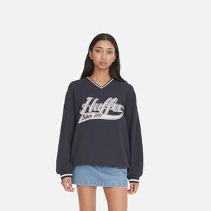 Womens Hoodies Crews: Huffer V-Neck Girlfriend Sweat - Navy