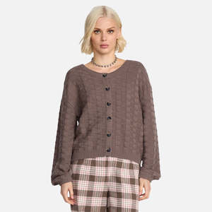 Volcom Snug Lyfe Cardigan - Black Plum