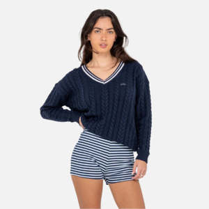 Rusty Oxford Oversized V Neck Knit - Navy