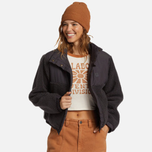 Womens Coats Jackets: Billabong Lost Trails Fleece Jacket - Black Sands
