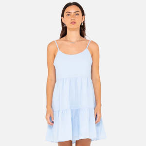 Womens Dresses 1: Rusty Heather Tiered Slip Dress - Mist Blue