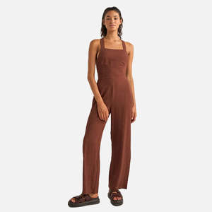 Womens Playsuits Jumpsuits: Rhythm Cabana Jumpsuit - Chocolate