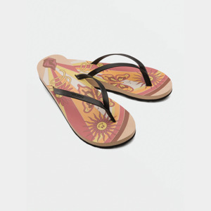 Womens Jandals Slides: Volcom Colour Me Spring Sandal - Hazelnut