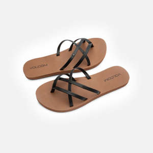 Womens Jandals Slides: Volcom New School II Sandals - Black