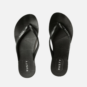 Womens Jandals Slides: Rusty Sandbar Thong - Black/Silver