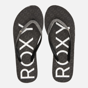 Womens Jandals Slides: Roxy Viva Glitter VI - Black