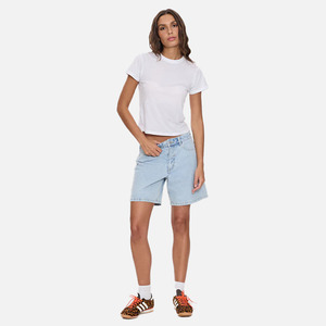 Womens Shorts: Thrills Billie Low Rise Baggy Embro Short- Serenity blue