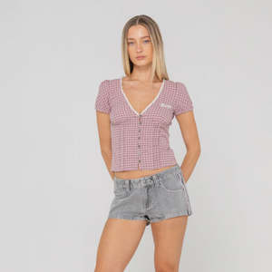 Rusty: Rusty Peggy Sue Button Down Blouse - Pink-A-Boo