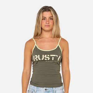 Rusty: Rusty Tank Girl Contrast Singlet - Khaki