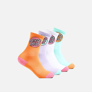 Santa Cruz: Santa Cruz Youth Other Dot Crew Sock 4Pack - Orange/Lavender
