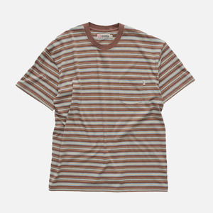 S-Double Stripe Pocket Tee - Chocolate