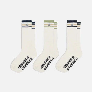 Mens Newest: S-Double Stripe S-Double Sock 3 Pack - Navy/Black/Sage