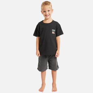 Boys: Billabong JNR Groms Crayon Wave Tee - Washed Black