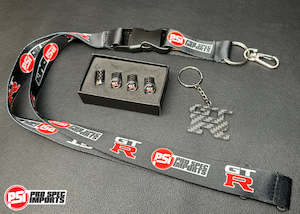 Nissan Gtr Range: Carbon 3pc GTR COMBO! Carbon fibre GTR valve caps, Carbon fibre GTR keychain, GTR lanyard - For GT-R Skyline, R35, R34, R33, R32