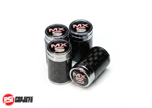 Mazda Keys And Accessories: Carbon Fiber MX5 Logo Valve Caps For Mazda MX5, Miata, NA NB NC ND | Eunos Roadster Tire Valve Stem Caps (Set of 4)