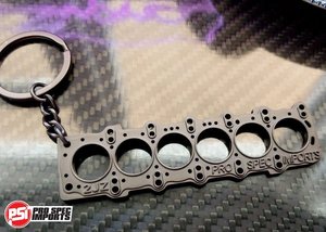 Titanium Supra Keys Keychains: 2JZ Head Gasket Keychain, exact miniature, solid metal, suits Toyota Supra, Aristo, Crown, Chaser, Soarer, Lexus IS300, SC300, GS300