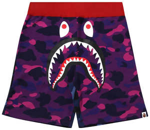BAPE Crazy Camo Shark Sweat Shorts 'Purple'