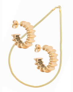 Gold: Classic Rib Jewellery Set Gold