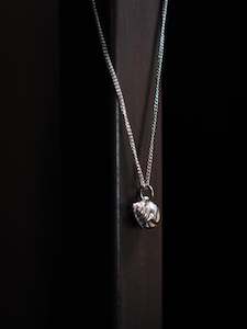 Wilbur Hsu: Silver Conch Shell Necklace with Green Jade Beads