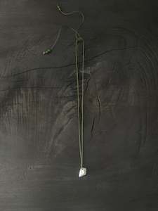 Wilbur Hsu: Silver Conch Shell on Green Silk Necklace