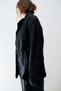 Black buttoned jacket with half cut