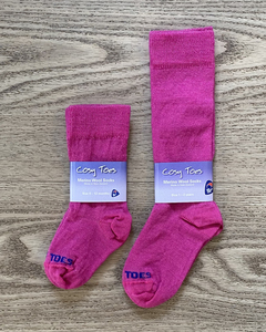 Products: Baby Merino Socks - Pink Long - Kids Outdoor Clothing NZ - Puddle Jumpers