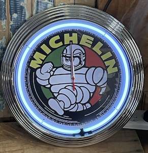Neon Clocks: Vintage Michelin Man Neon Clock   NENC-50