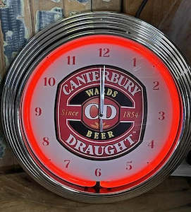 Neon Clocks: Canterbury Draught Neon Clock - NENC-1054