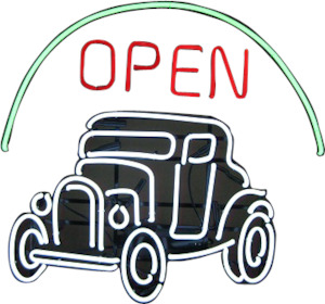 Business Signs: Open Hot Rod Neon Sign - NEN-297