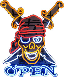 Open Skull & Swords Neon Sign - NEBS-255