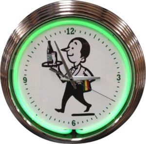Clock Kiwiana: Willie the Waiter Neon Clock - NENC-508