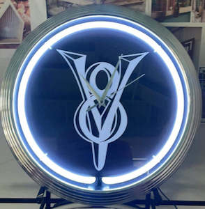 Clock Ford: V8 Symbol Neon Clock - NENC-12