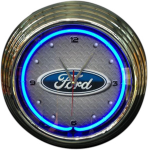 Ford Oval Neon Clock (Blue-NENC-114B, White-NENC-114W)