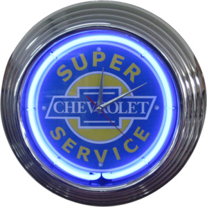 Clock Chev: Chevrolet Super Service Neon Clock -NENC-06