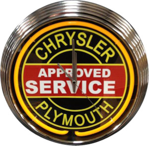 Clock Mopar: Chrysler Plymouth Approved Service Neon Clock - NENC-111