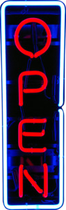 Business Signs: Open Vertical Neon Sign - NEBS-189