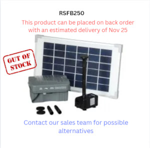 Products: Reefe RSFB250 - Solar Fountain Pond Pump with Battery Back-up - Pump