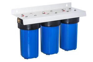 Jumbo Housings: TREVOLI - Water Filtration Big Blue Jumbo Water Filter Housing Triple Set- 10"